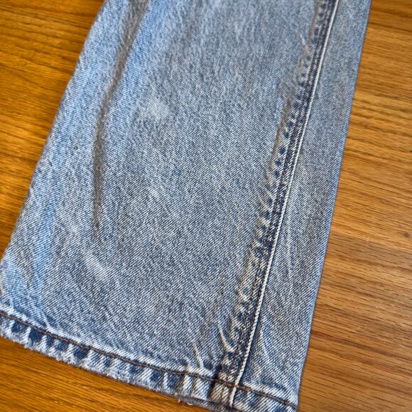 AE Strigid Super High-Waisted Baggy Straight Cut-Out Jeans Blue Size 00 - Picture 10 of 12